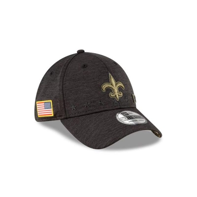 Black New Orleans Saints Hat - New Era NFL Salute To Service 39THIRTY Stretch Fit Caps USA2639085